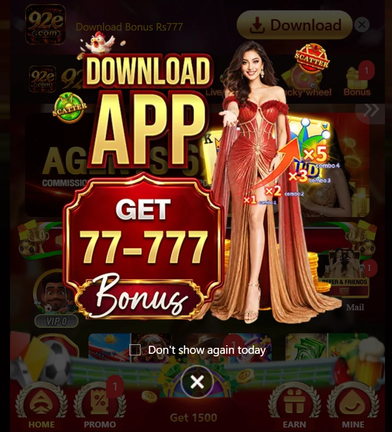 Official promotional screen of 92E Game displaying massive referral commissions and VIP rewards up to seven million.