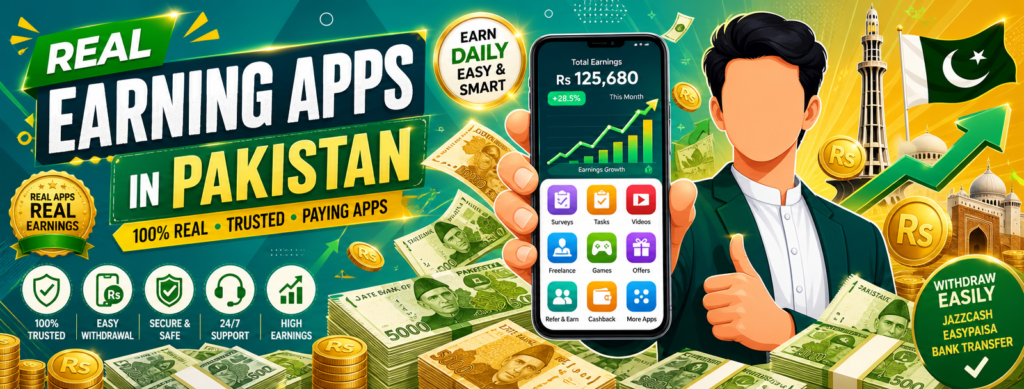 Real earning app in Pakistan with verified earnings  