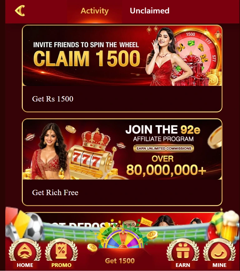 92E Game Welcome Bonus Popup