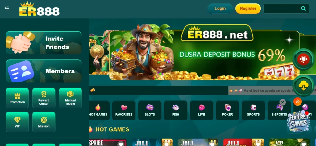 ER888 Game hot games lobby featuring Aviator, Fortune Gems, Money Coming and Piggy Bank