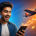 Aviator Game Tricks Predictor — excited player holding smartphone with rising airplane and winning coins