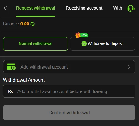 666A Game cash withdrawal modal with mobile account binding and balance payout options.
