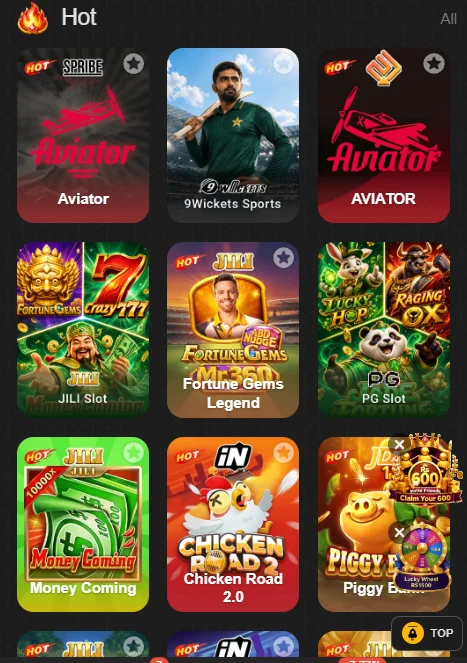 BBA566 Game hot selection menu featuring Aviator, Fortune Gems Legend, Money Coming, and PG Slots.