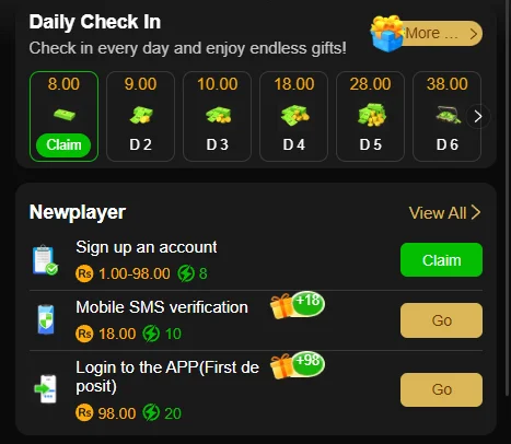 PKR 98 Game Daily Check In Image