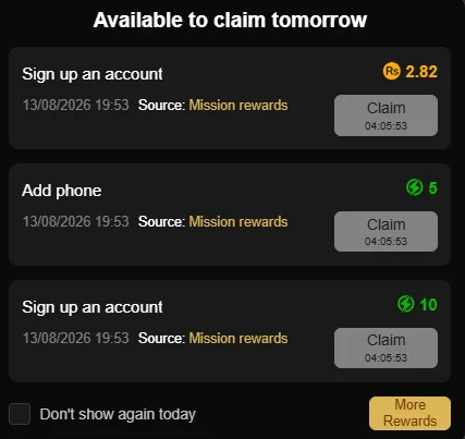PKR999 game claim now window showing collected reward coins