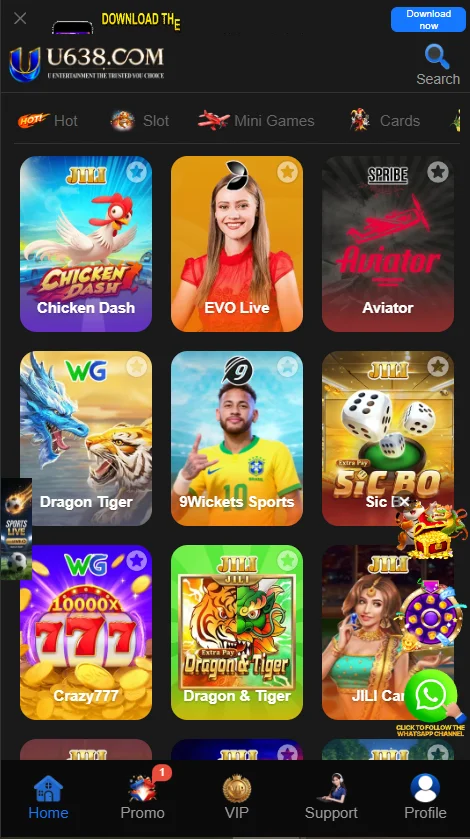 U638 Game Mobile App Interface Dashboard