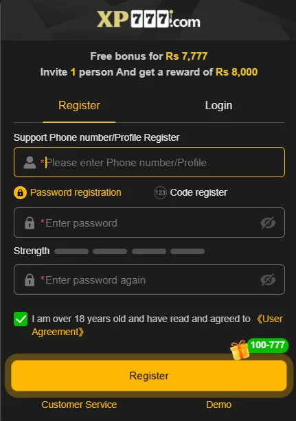 Xp777 Game Register Image