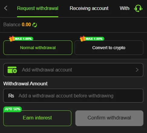 999XA game withdrawal request interface showing normal withdrawal and crypto conversion options